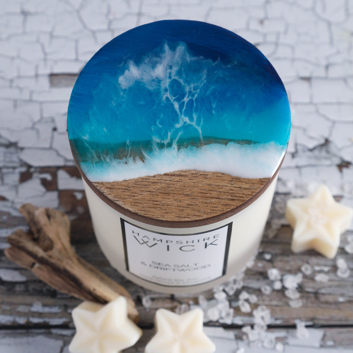 Sea Salt & Driftwood Luxury Candle Hampshire Wick