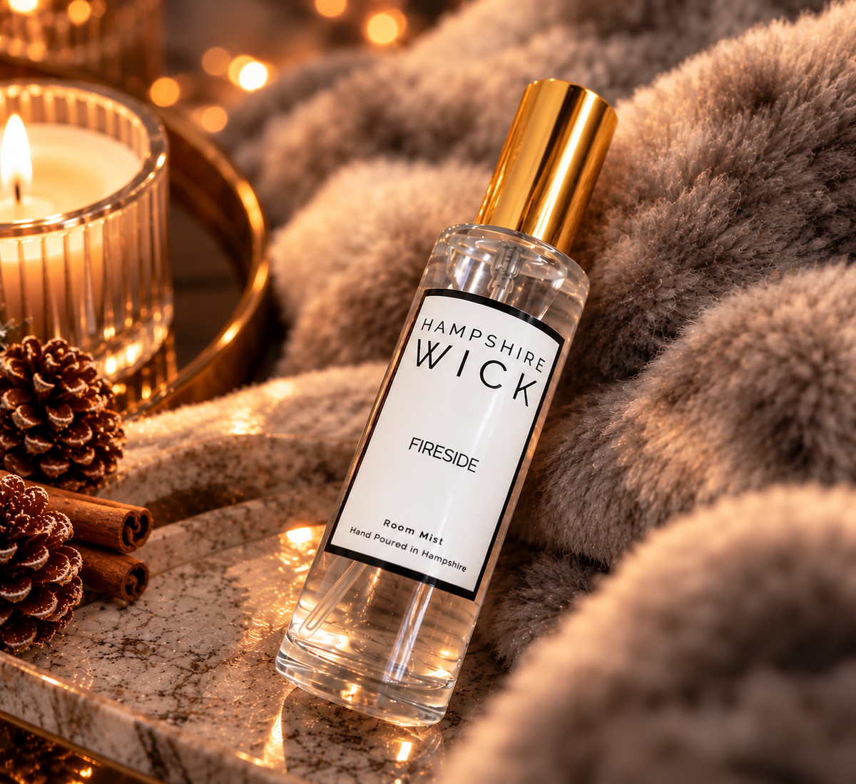 Hampshire Wick Fireside Room Mist Spray 100ml – Luxury Home Fragrance for a Beautifully Scented Space