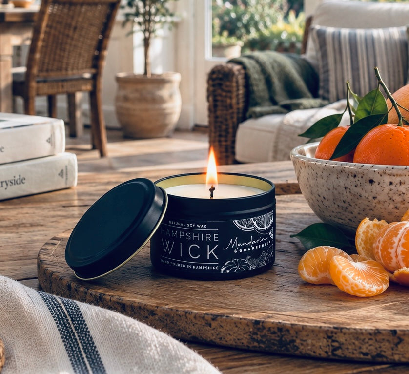 Mandarin & Grapefruit Candle Tin Soy Wax Hand Poured