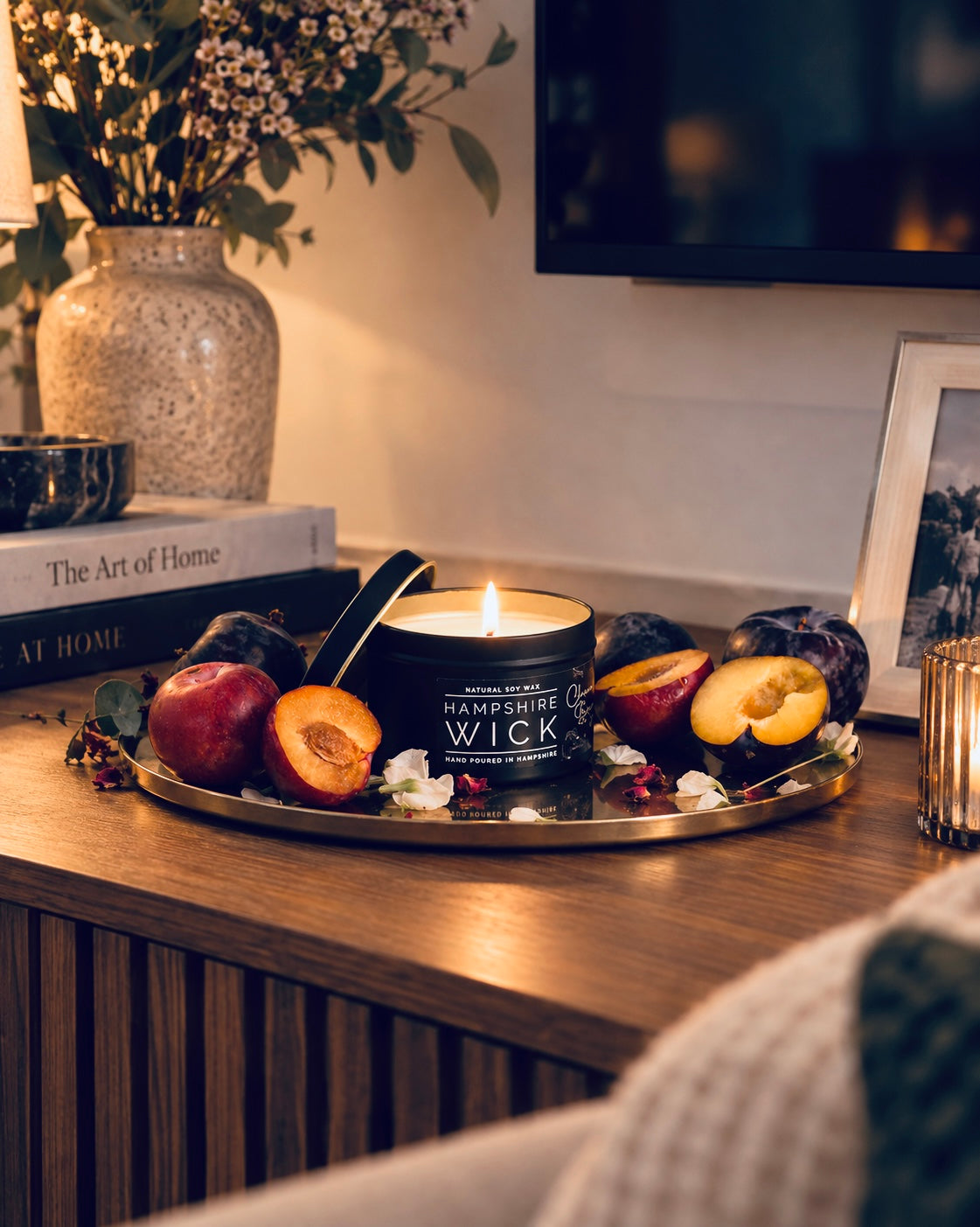 Cherry Blossom & Plum Candle Tin Soy Wax Hand Poured