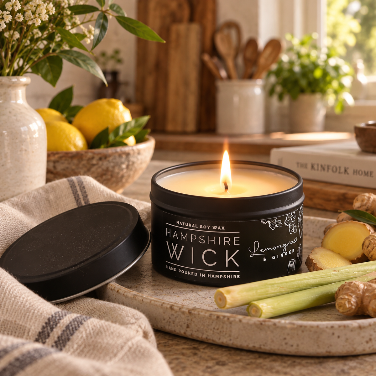 Lemongrass & Ginger Candle Tin Soy Wax Hand Poured