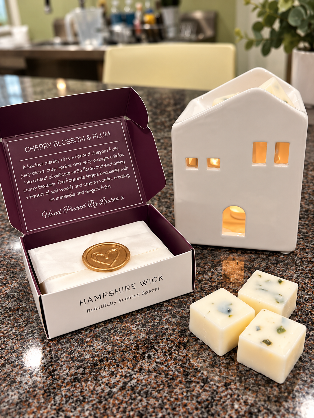 White ceramic House wax melt burner