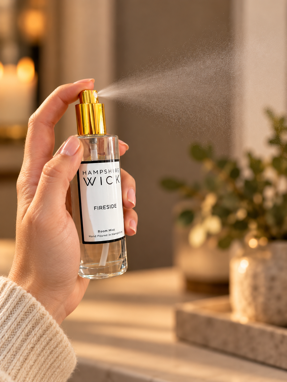 Hampshire Wick Fireside Room Mist Spray 100ml – Luxury Home Fragrance for a Beautifully Scented Space