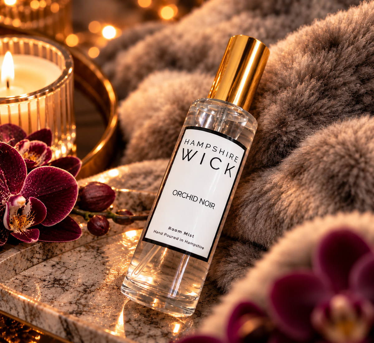 Hampshire Wick Orchid Noir Room Mist Spray 100ml – Luxury Home Fragrance for a Beautifully Scented Space