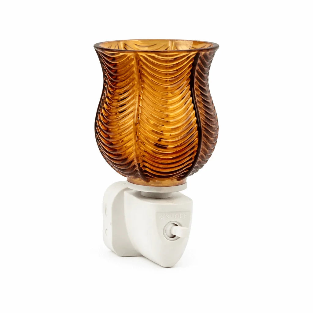 Wax Warmer Ribbed Glass Plug-In – Amber