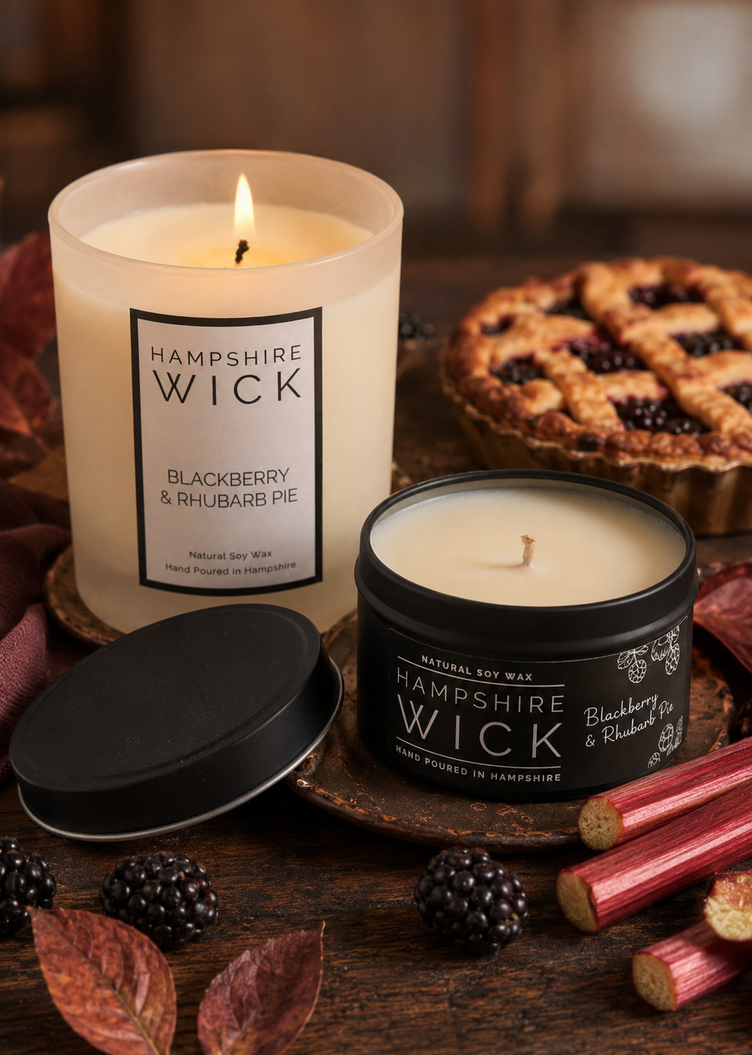 Blackberry & Rhubarb Pie Luxury Candle - Autumn Range